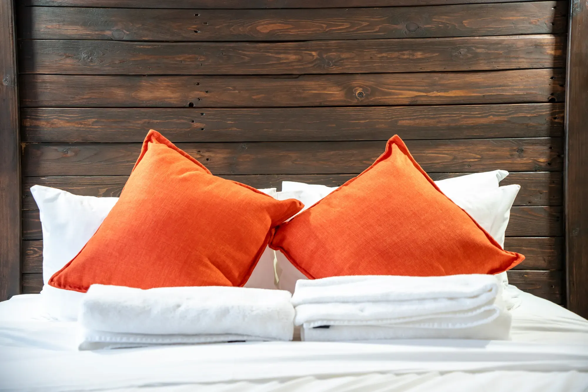 Pillow detail on the queen bed